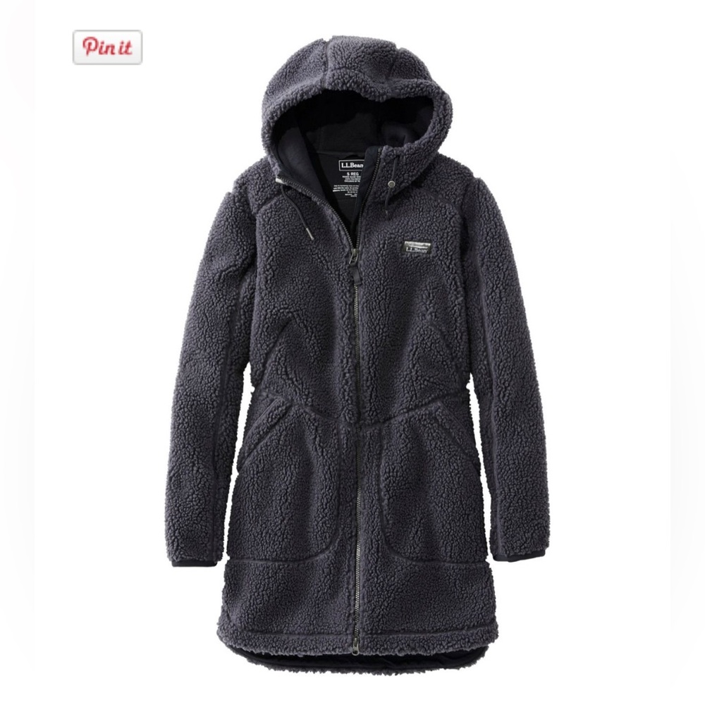 LL Bean mountain pile fleece hooded winter coat